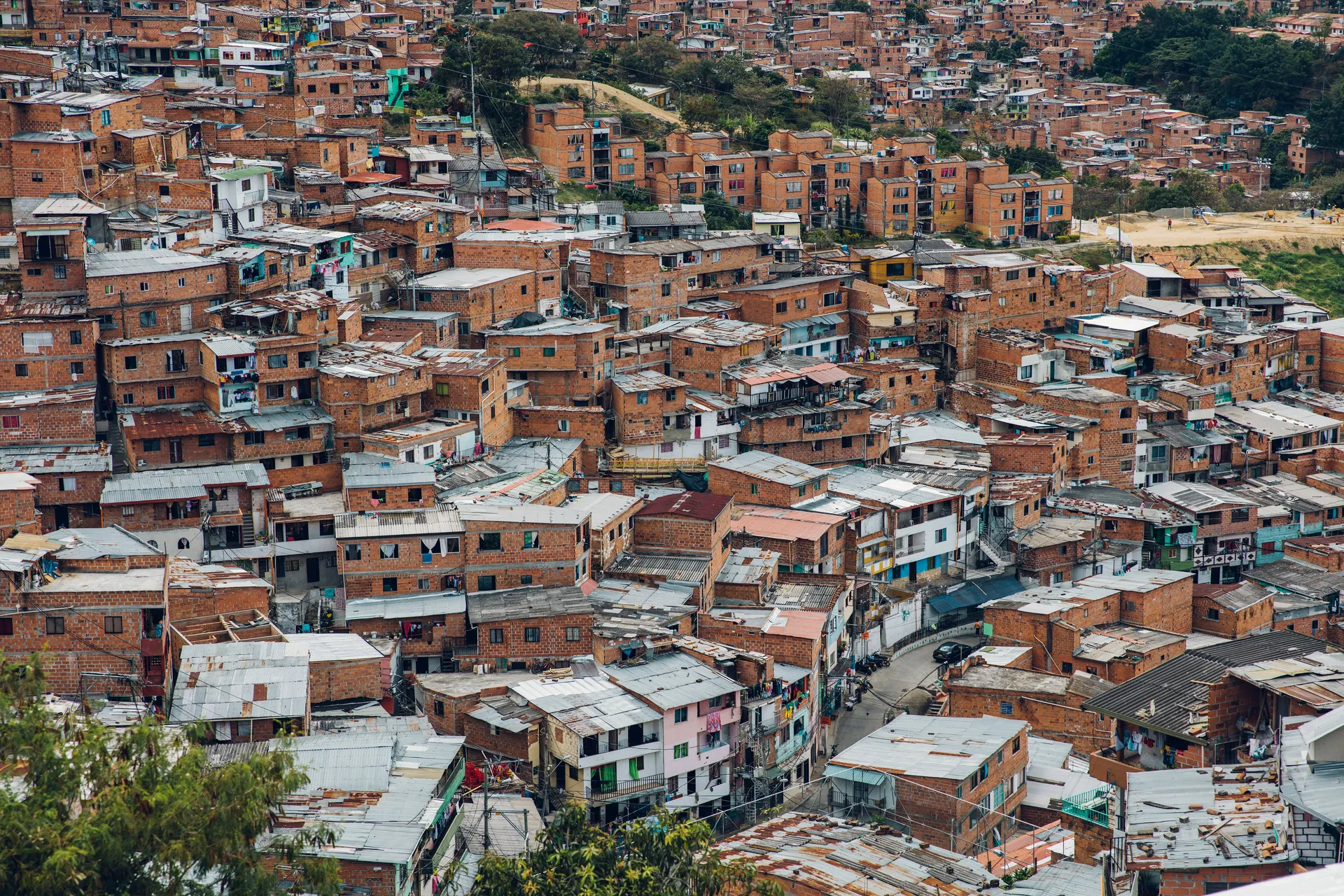 Colorful houses covering the hillsides of Comuna 13 in Medellín